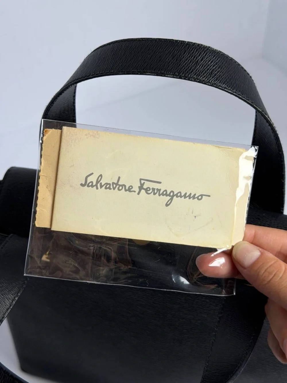 Salvatore Ferragamo Structured Black Leather Handbag